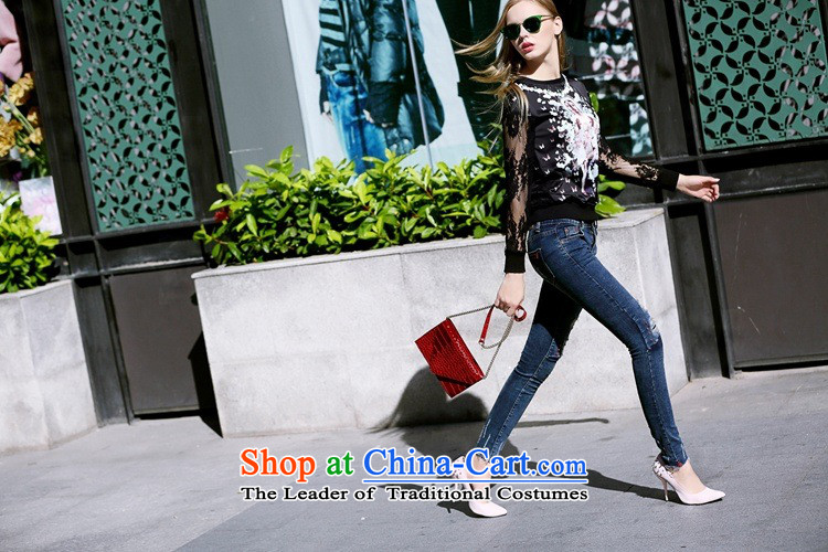 The Secretary for women shop .2015 involving fall of New Female European site stamp sweater round-neck collar engraving gauze long-sleeved shirt Black XL Photo, prices, brand platters! The elections are supplied in the national character of distribution, so action, buy now enjoy more preferential! As soon as possible.