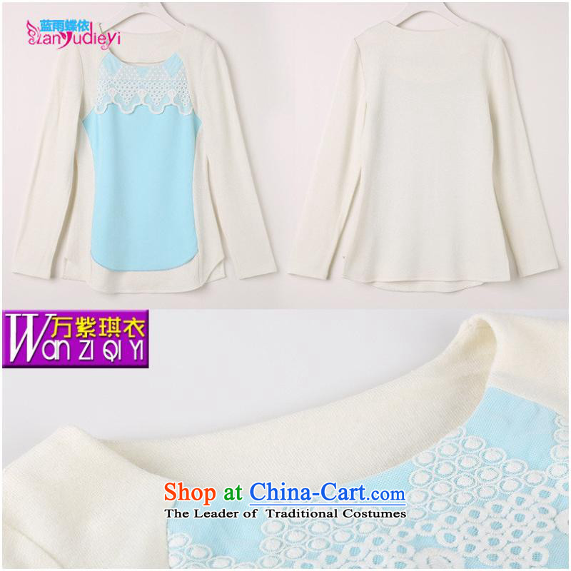 The Secretary for women shop .2015 involving fall of new products Korean fashion boutiques, female knocked color stitching long-sleeved sweater knit-to-female white M Blue rain butterfly according to , , , shopping on the Internet