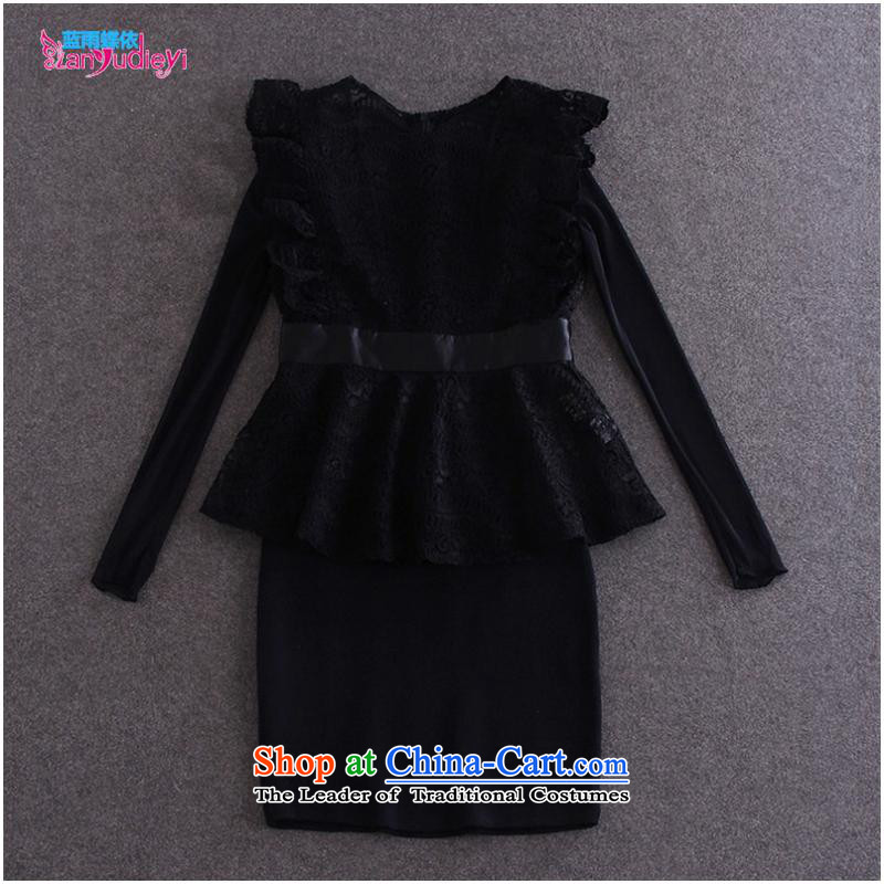 The Secretary for women involved in-store. Replace the new elegant autumn sexy lace foutune I should be grateful if you would have tank top + long-sleeved dresses second piece Y30A27 black rain butterfly according to blue S, shopping on the Internet has b