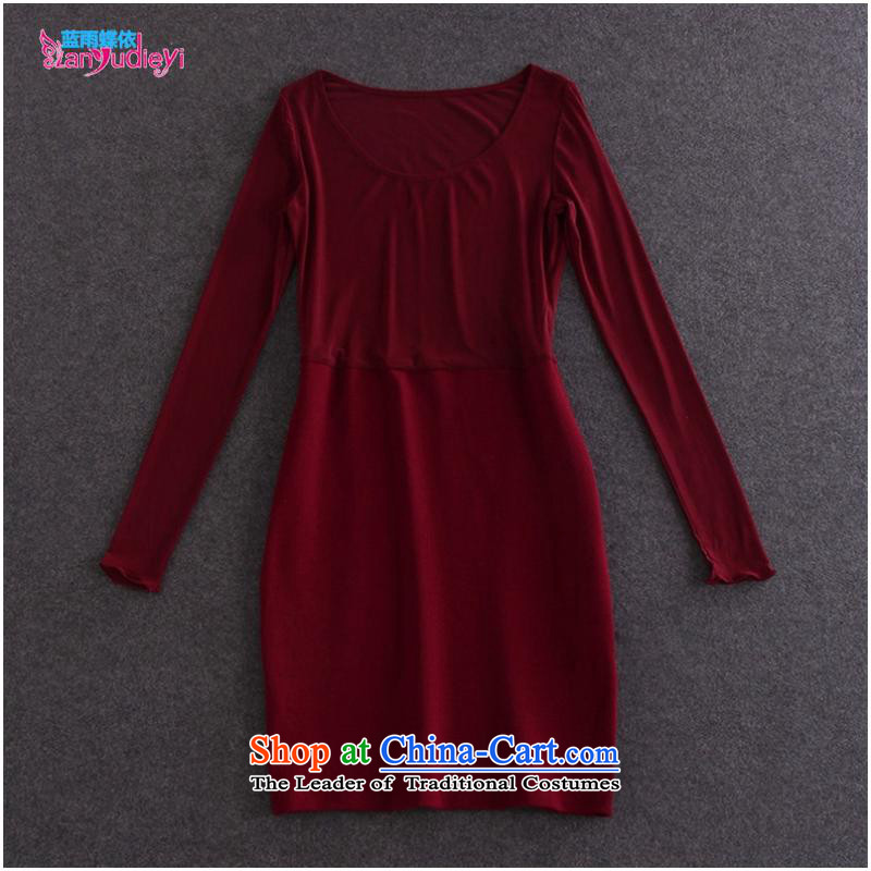 The Secretary for women shop .2015 to load the new Europe and the Autumn Women Lace Embroidery + long-sleeved T-shirt billowy flounces dresses two kits wine red M Blue rain butterfly according to , , , shopping on the Internet