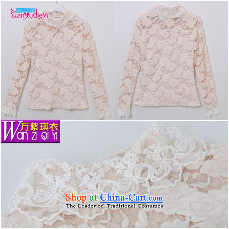The Secretary for women shop .2015 involving fall of new wind aristocratic ladies check elegance flower engraving high collar forming the top female lace white shirt , L, blue rain butterfly according to , , , shopping on the Internet