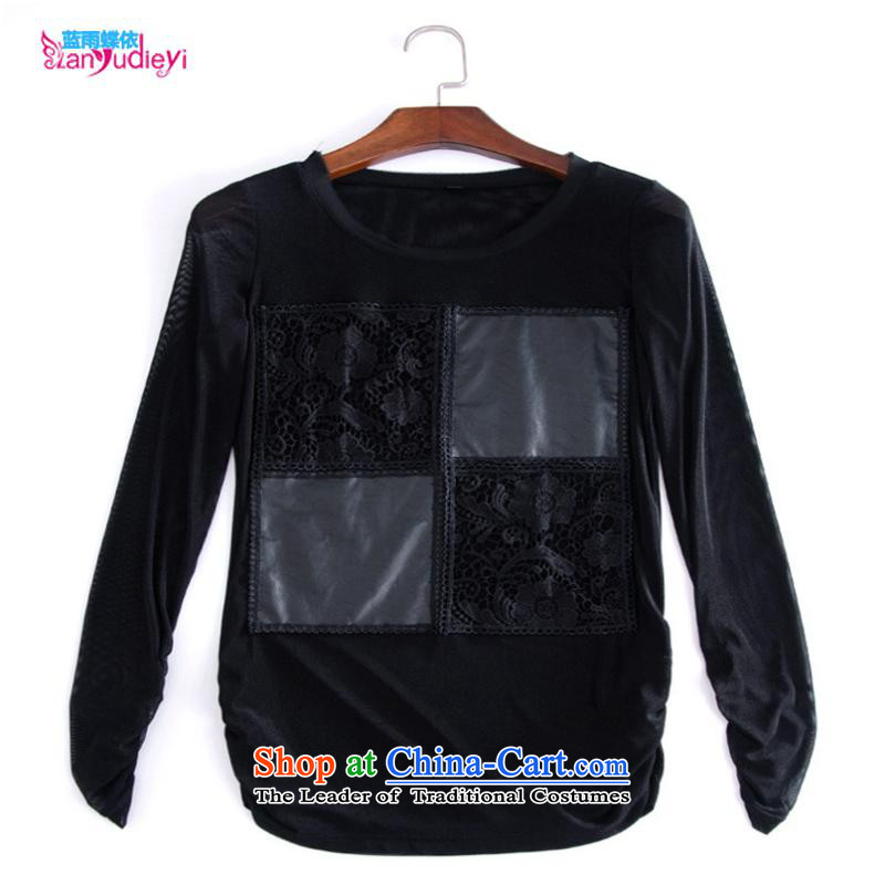 The Secretary for women shop .2015 involving European Women's early autumn site new gauze water-soluble flower PU stitching graphics thin, forming the Netherlands T-shirt 0910 Appliances Black XL, blue rain butterfly according to , , , shopping on the Int
