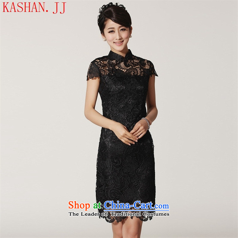 Mano-hwan's 2015 2365-3 new short-sleeved improved qipao summer flowers stereo national China wind etiquette clothing dresses XXL, black card Shan (KASHAN.JJ CHRISTMASTIME) , , , shopping on the Internet