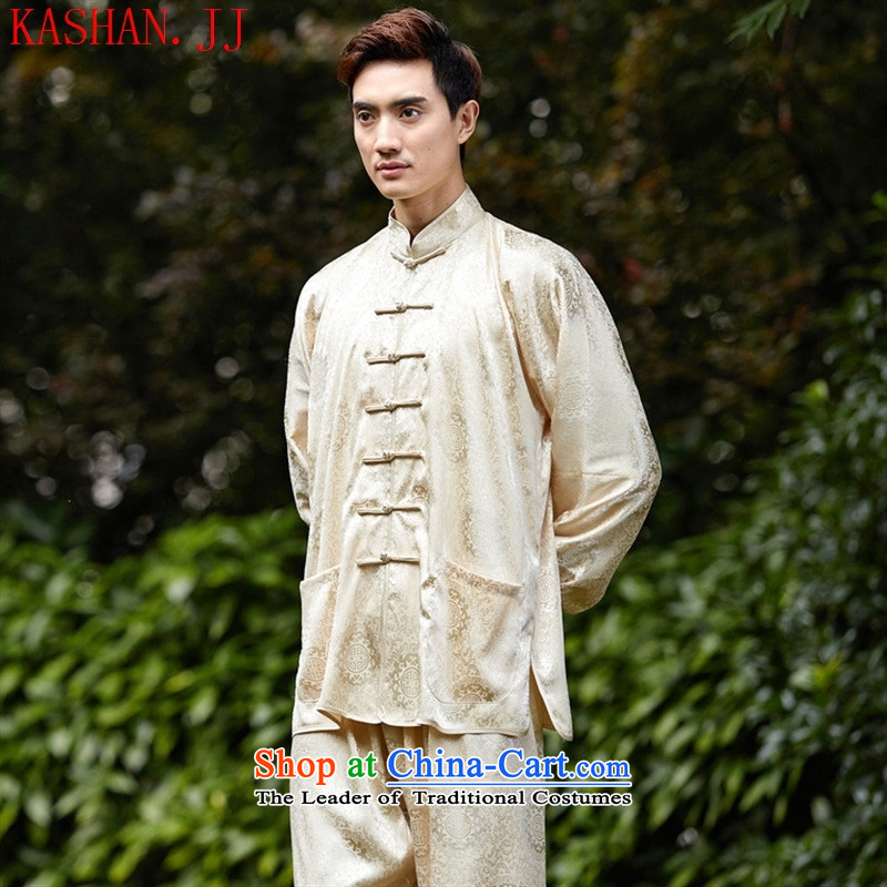 Mano-hwan's men Tang dynasty kit 2526-7) kung fu shirt collar new ethnic Han-Tang dynasty men in lung beige kit 01 XXXL, Card (KASHAN.JJ bandying Susan Sarandon) , , , shopping on the Internet