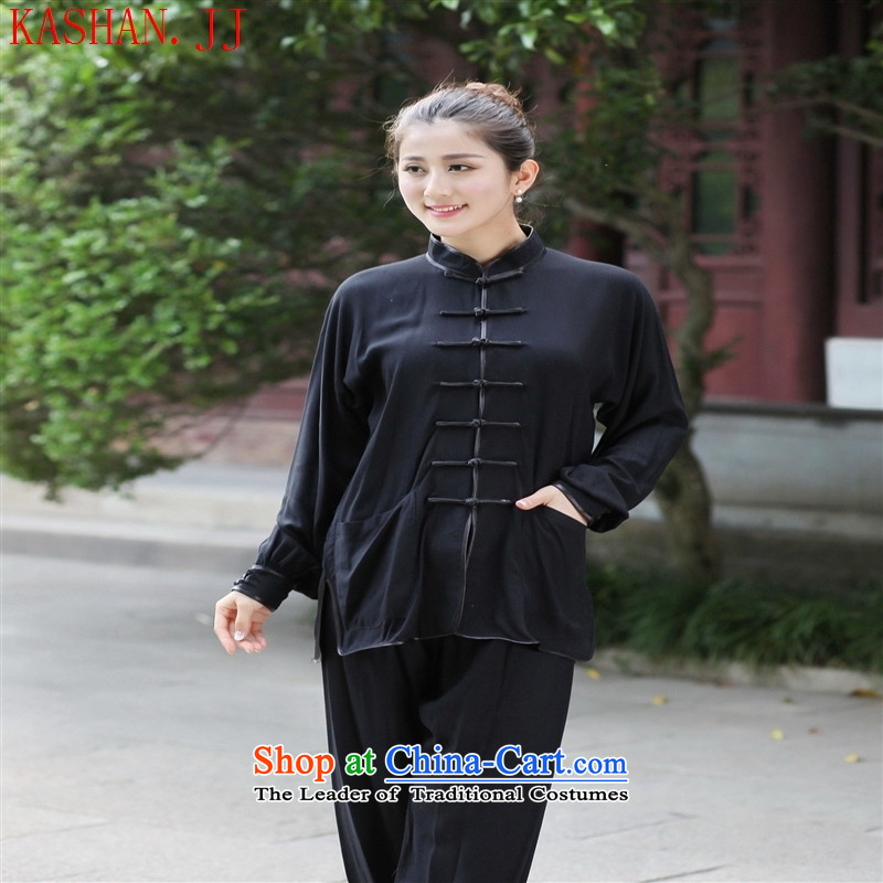Mano-hwan's men Tang dynasty kit 2527-7_ Kung Fu Tai Chi Kit shirt collar ethnic Han-Tang Dynasty Ladies black kit 07 XXXL