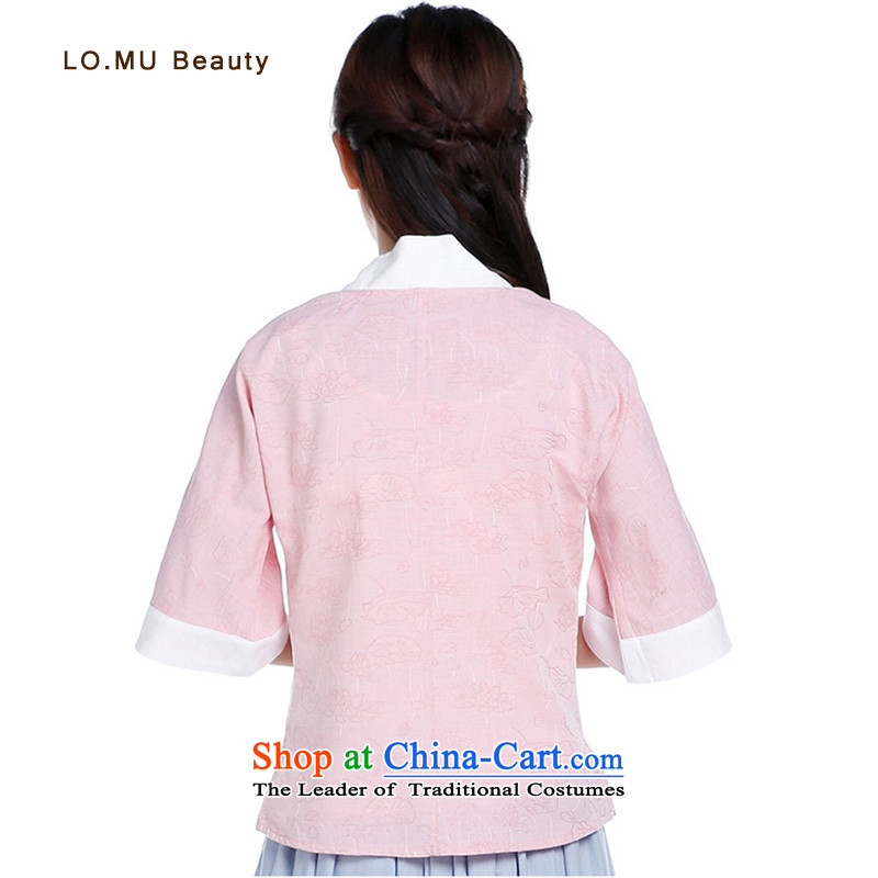 China wind hand-painted daisy improved Ms. Han-chancing cuff Han element cotton linen clothes hemp color S code ,LO.MU beauty,,, shopping on the Internet