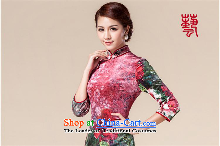 Mano-hwan's fall/winter collections of nostalgia for the improvement of Chinese Dress Tang decorated seen wearing short-sleeved 7) gold velour cheongsam dress chestnut horses XL Photo, prices, brand platters! The elections are supplied in the national character of distribution, so action, buy now enjoy more preferential! As soon as possible.