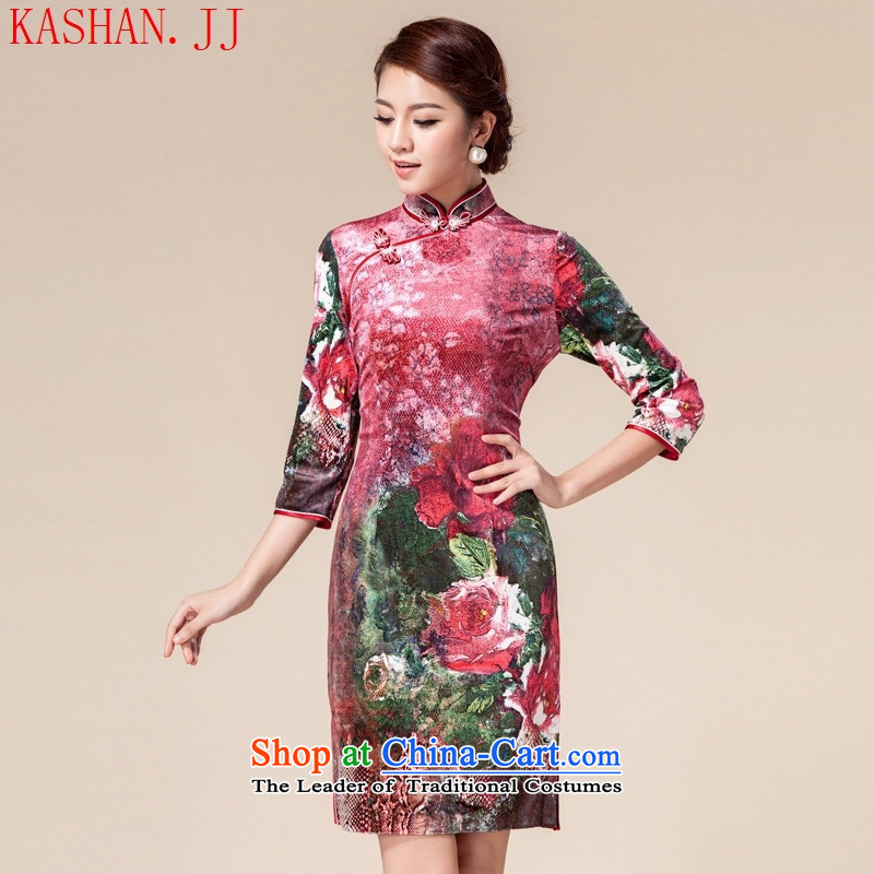 Mano-hwan's fall/winter collections of nostalgia for the improvement of Chinese Dress Tang decorated seen wearing short-sleeved 7) gold velour cheongsam dress chestnut horses XL, Susan Sarandon Zaoyuan (KASHAN.JJ card) , , , shopping on the Internet