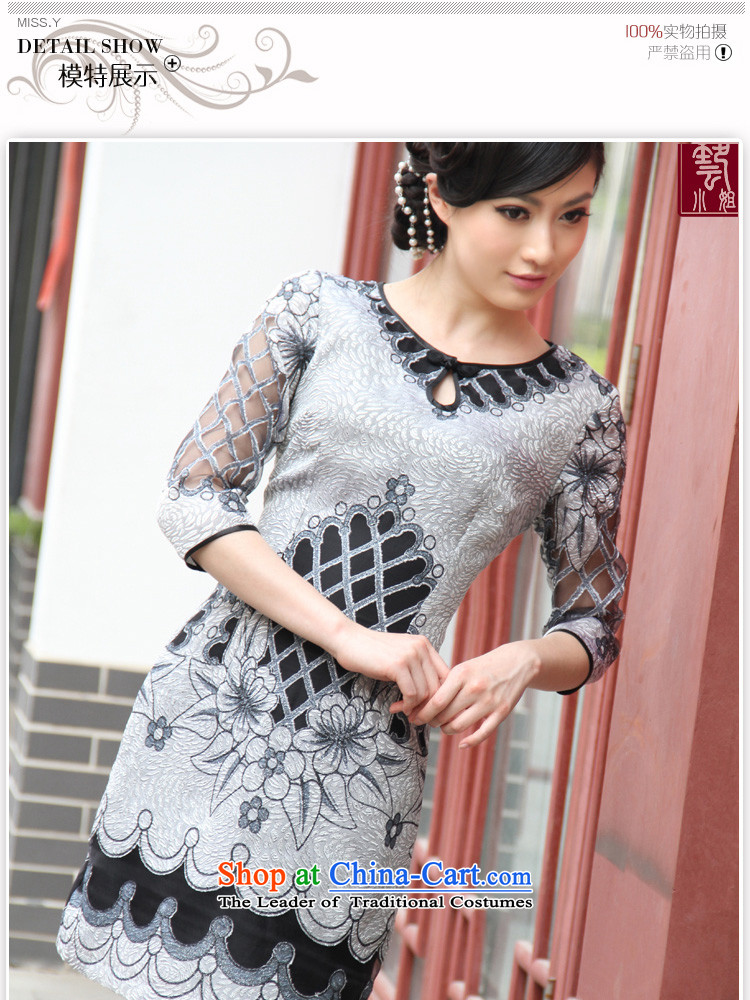 Mano-hwan's new arts cheongsam dress improved cheongsam dress 7 cuff engraving qipao short stylish summer brown L picture, prices, brand platters! The elections are supplied in the national character of distribution, so action, buy now enjoy more preferential! As soon as possible.