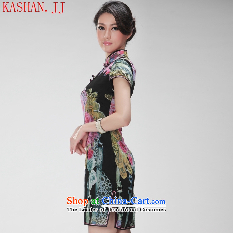 Mano-hwan's summer Ms. new improved cheongsam dress stylish cheongsam dress short-sleeved black M card female summer Shan (KASHAN.JJ CHRISTMASTIME) , , , shopping on the Internet