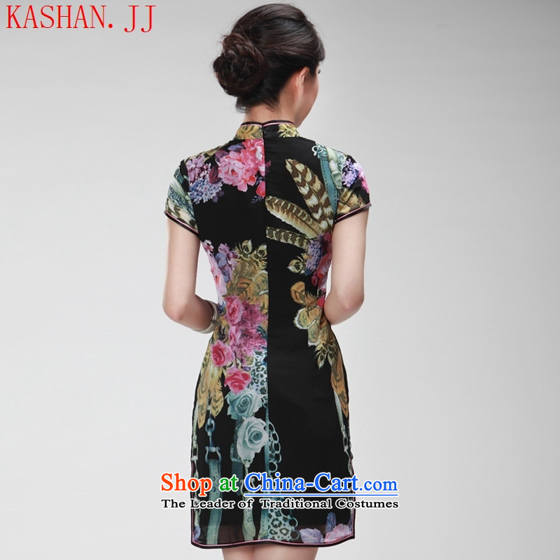 Mano-hwan's summer Ms. new improved cheongsam dress stylish cheongsam dress short-sleeved black M card female summer Shan (KASHAN.JJ CHRISTMASTIME) , , , shopping on the Internet