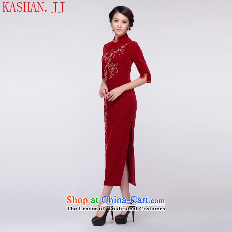 The nail-joo-hwan's qipao real gold velour stunning banquet in short long qipao improved dress long long-sleeved XL, Susan Sarandon Zaoyuan (KASHAN.JJ card) , , , shopping on the Internet