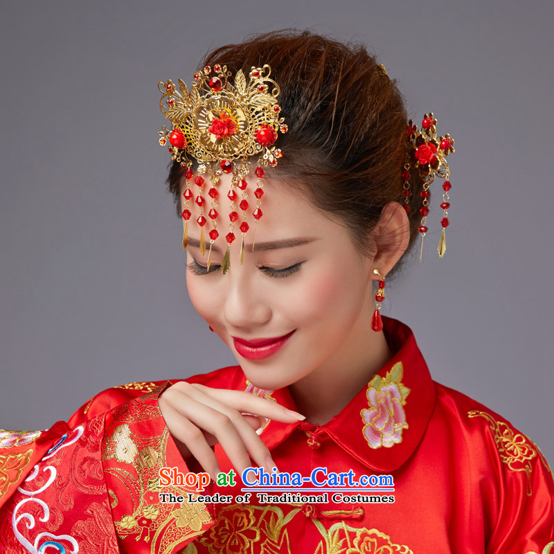 The Friends of ancient headdress flow Su Feng crown for international Chinese qipao-soo marriage Wedding Gifts Wo Service hates makeup and accessories red edging headdress autumn new products, Yi (LANYI) , , , shopping on the Internet