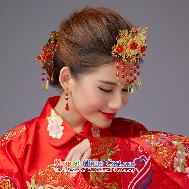 The Friends of ancient headdress flow Su Feng crown for international Chinese qipao-soo marriage Wedding Gifts Wo Service hates makeup and accessories red edging headdress autumn new products, Yi (LANYI) , , , shopping on the Internet