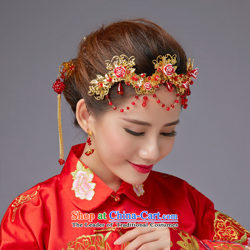 The Friends of ancient headdress flow Su Feng crown for international Chinese qipao-soo marriage Wedding Gifts Wo Service hates makeup and accessories red edging headdress earrings 5 piece set new, friends (LANYI) , , , shopping on the Internet