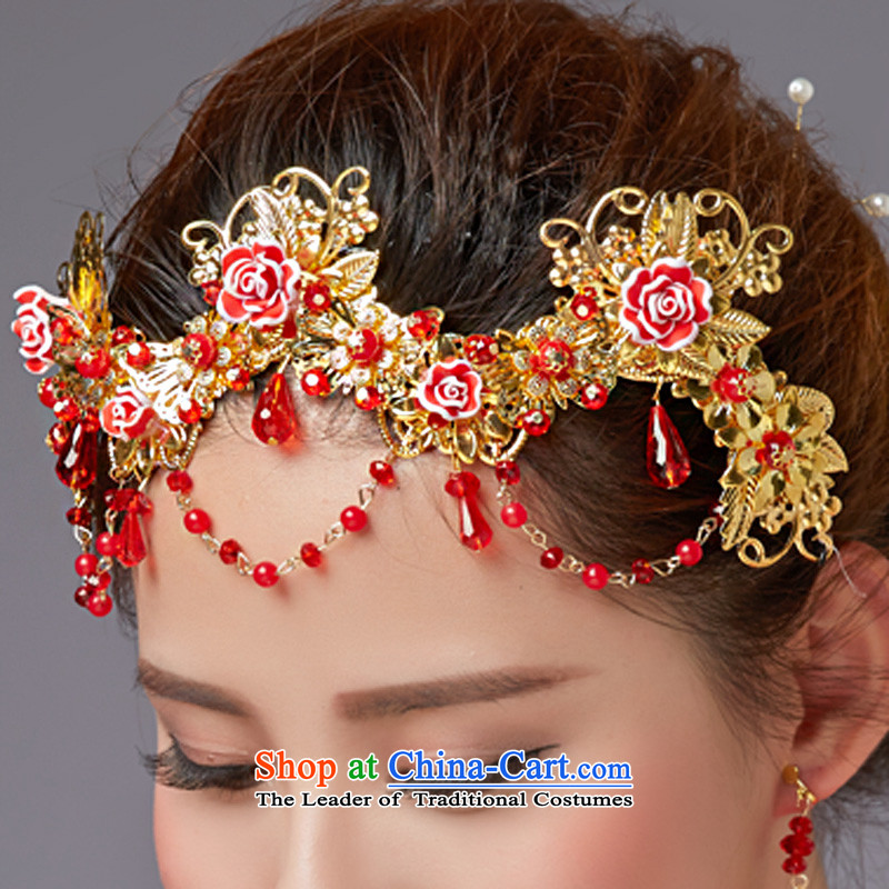 The Friends of ancient headdress flow Su Feng crown for international Chinese qipao-soo marriage Wedding Gifts Wo Service hates makeup and accessories red edging headdress earrings 5 piece set new, friends (LANYI) , , , shopping on the Internet