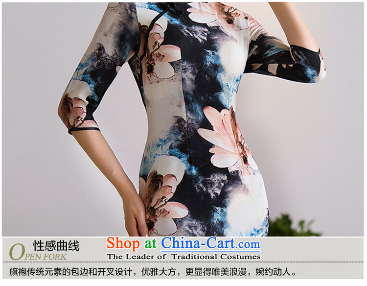 Ink 歆 Xiang Lian qipao autumn 2015 retro improvement with the new president qipao gown of ethnic 7 Cuff. long skirt QD284 qipao picture color S picture, prices, brand platters! The elections are supplied in the national character of distribution, so action, buy now enjoy more preferential! As soon as possible.