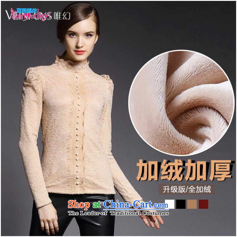 The Secretary for women involved in-store. European site stylish autumn and winter lace long-sleeved shirt with lint-free thick forming the women WN2241 BlackXL