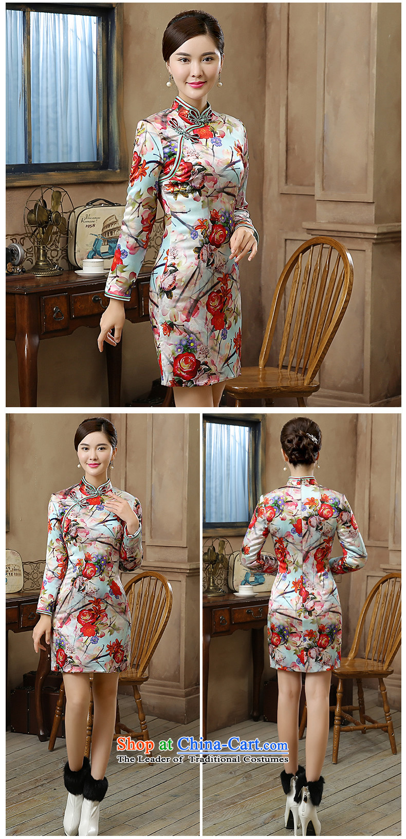 [Sau Kwun Tong] Che Ying 2015 Fall/Winter Collections of new long-sleeved silk cotton retro qipao stamp folder QC5906 skirt suits XL Photo, prices, brand platters! The elections are supplied in the national character of distribution, so action, buy now enjoy more preferential! As soon as possible.