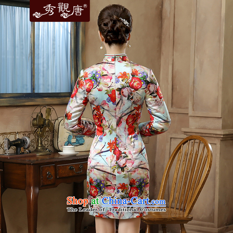 [Sau Kwun Tong] Che Ying 2015 Fall/Winter Collections of new long-sleeved silk cotton retro qipao stamp folder QC5906 skirt suits XL, Sau Kwun Tong shopping on the Internet has been pressed.