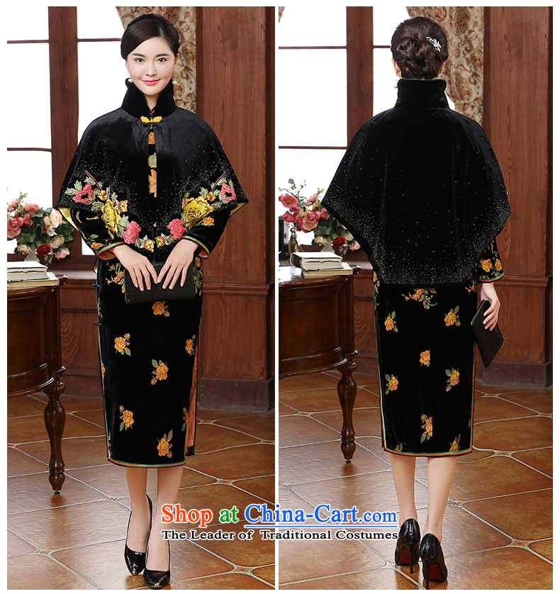 [Sau Kwun Tong] Noblesse Oblige spent 2015 Fall/Winter Collections new cheongsam cloak shoulder Embroidery Stamp shawl Kampala P5920 black XXL picture, prices, brand platters! The elections are supplied in the national character of distribution, so action, buy now enjoy more preferential! As soon as possible.