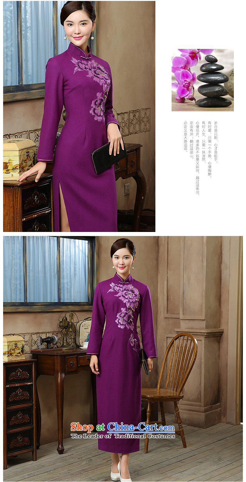 [Sau Kwun Tong] Zi Hong Ying 2015 Fall/Winter Collections Of Embroidery long wool? long-sleeved qipao skirt QC5902 temperament purple L picture, prices, brand platters! The elections are supplied in the national character of distribution, so action, buy now enjoy more preferential! As soon as possible.