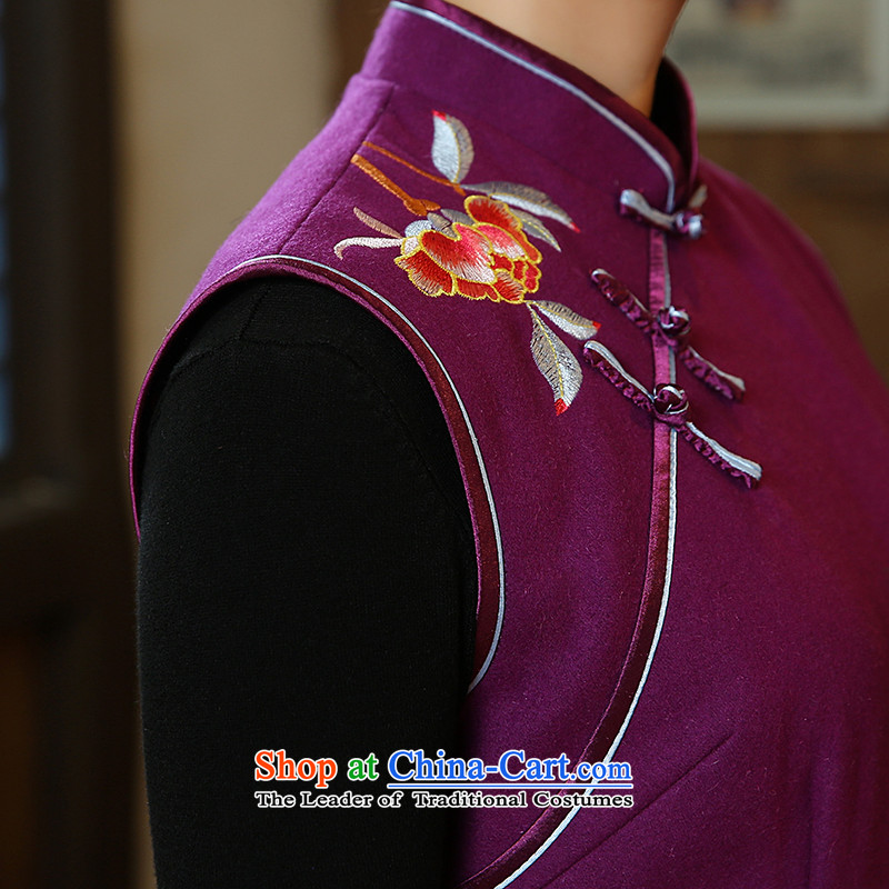 [Sau Kwun Tong] spend the first 2015 Fall/Winter Collections new wool? Fine antique embroidery cheongsam dress QW5913 PURPLE S, Sau Kwun Tong shopping on the Internet has been pressed.