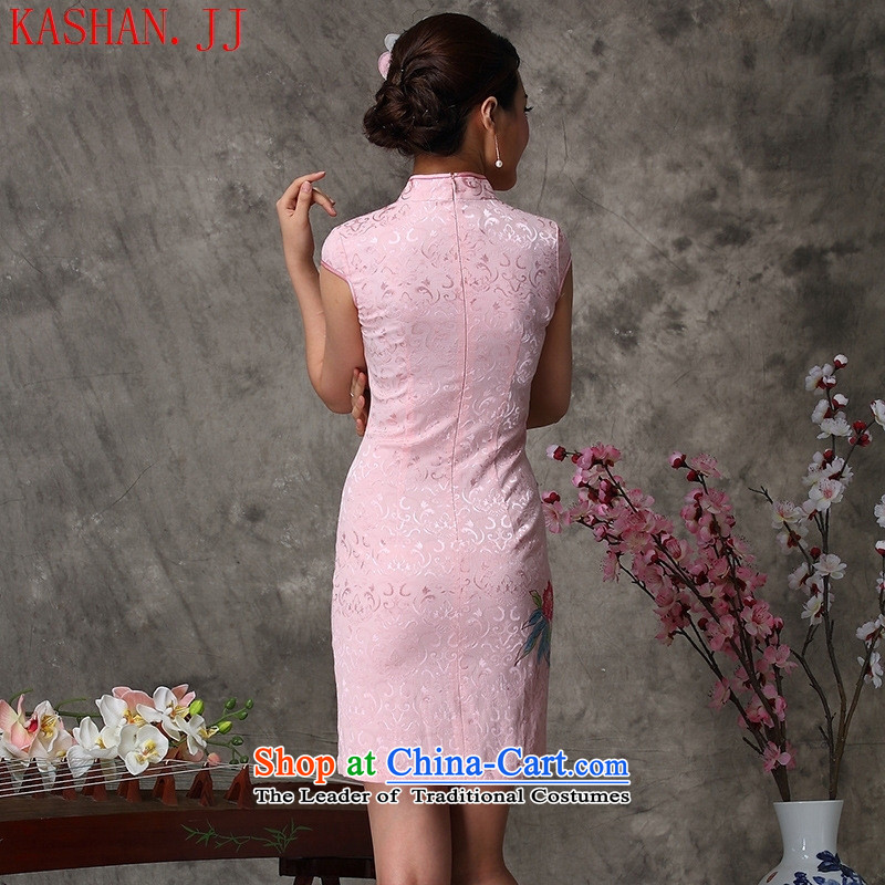 Mano-hwan's 2015 Summer new stylish improved qipao COTTON SHORT, Retro female dresses light pink XL, Susan Sarandon Zaoyuan (KASHAN.JJ card) , , , shopping on the Internet