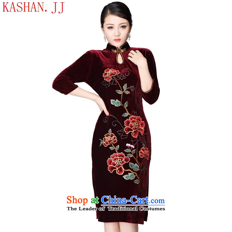 Mano-hwan's new embroidered short of Qipao velvet Sau San multi-color to blue skirt XXL, qipao Liang Shan House (KASHAN.JJ card) , , , shopping on the Internet