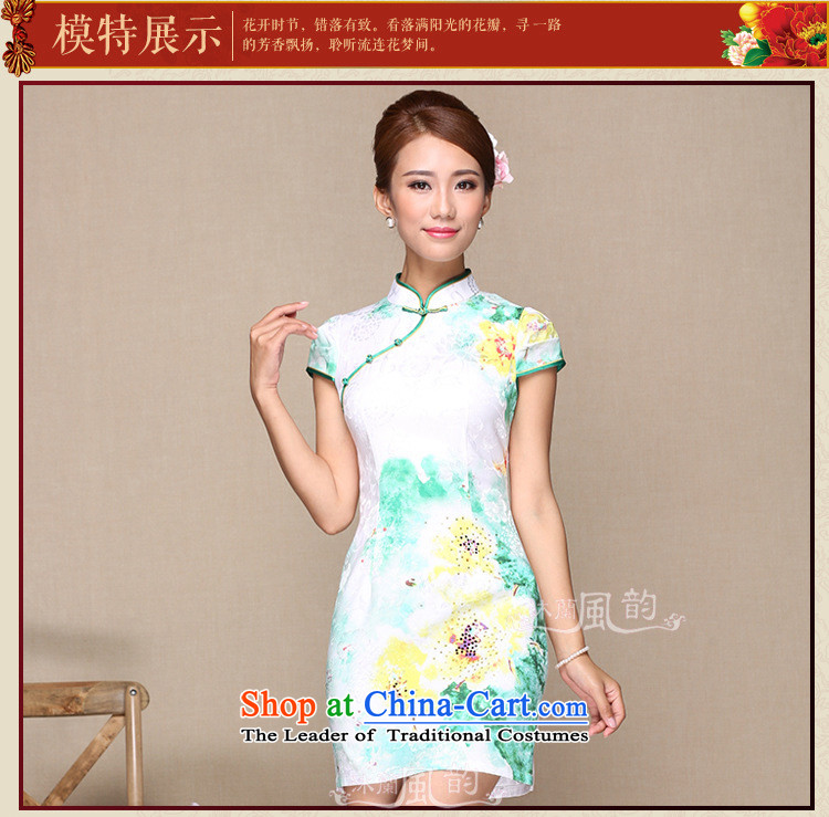 Mano-hwan's qipao summer new retro CHINESE CHEONGSAM short, improved stylish cheongsam dress green S picture, prices, brand platters! The elections are supplied in the national character of distribution, so action, buy now enjoy more preferential! As soon as possible.