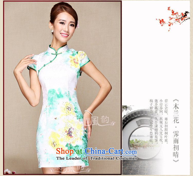 Mano-hwan's qipao summer new retro CHINESE CHEONGSAM short, improved stylish cheongsam dress green S picture, prices, brand platters! The elections are supplied in the national character of distribution, so action, buy now enjoy more preferential! As soon as possible.
