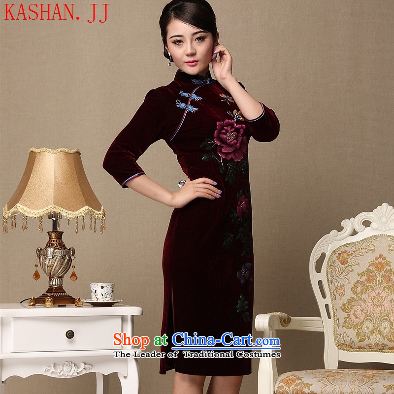 Mano-hwan's 2015 new cheongsam with retro style qipao and improvement of mother Couture fashion autumn and winter cheongsam purple XXXL, Card (KASHAN.JJ bandying Susan Sarandon) , , , shopping on the Internet