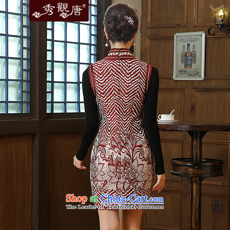 [Sau Kwun Tong] shadow Yat 2015 Fall/Winter Collections new stylish wave point stamp improved stylish design , qipao skirt QW5914 Sau Kwun Tong shopping on the Internet has been pressed.