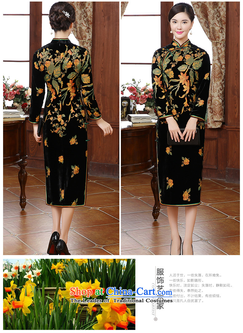 [Sau Kwun Tong] flowers fall 2015 a new Yim, Retro flocking in long silk cheongsam dress QC5911 long-sleeved suit 3XL picture, prices, brand platters! The elections are supplied in the national character of distribution, so action, buy now enjoy more preferential! As soon as possible.