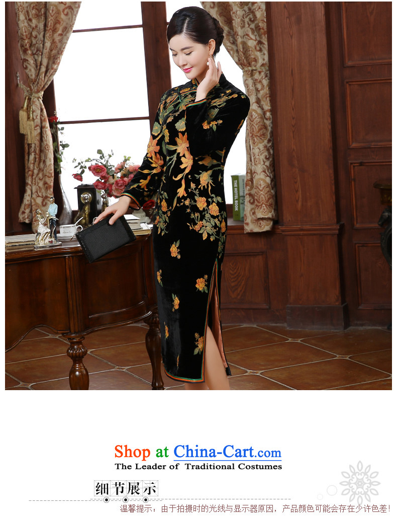 [Sau Kwun Tong] flowers fall 2015 a new Yim, Retro flocking in long silk cheongsam dress QC5911 long-sleeved suit 3XL picture, prices, brand platters! The elections are supplied in the national character of distribution, so action, buy now enjoy more preferential! As soon as possible.