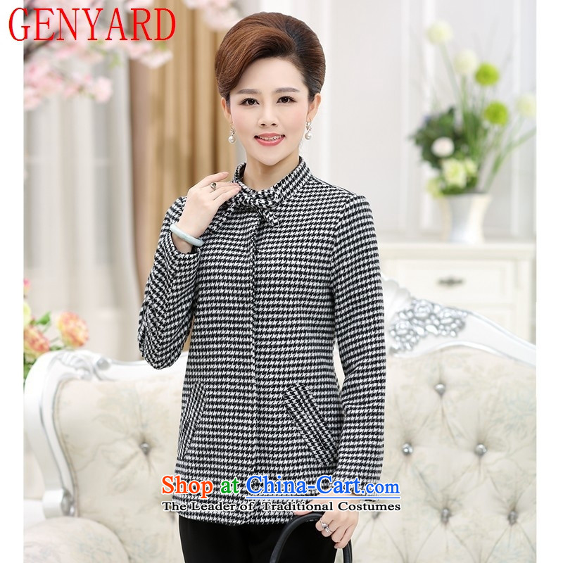 In the number of older women's GENYARD2015 autumn new jacket, middle-aged moms with thousands of leisure bird of gross jacket red grille XXXL,GENYARD,,,? Online Shopping