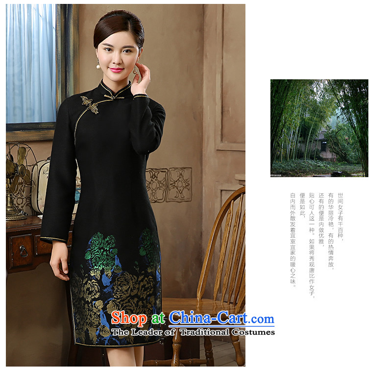 Aloe 2015 Fall/Winter Collections of new stamp long-sleeved retro improvements retro style qipao skirt Black XL everyday picture, prices, brand platters! The elections are supplied in the national character of distribution, so action, buy now enjoy more preferential! As soon as possible.