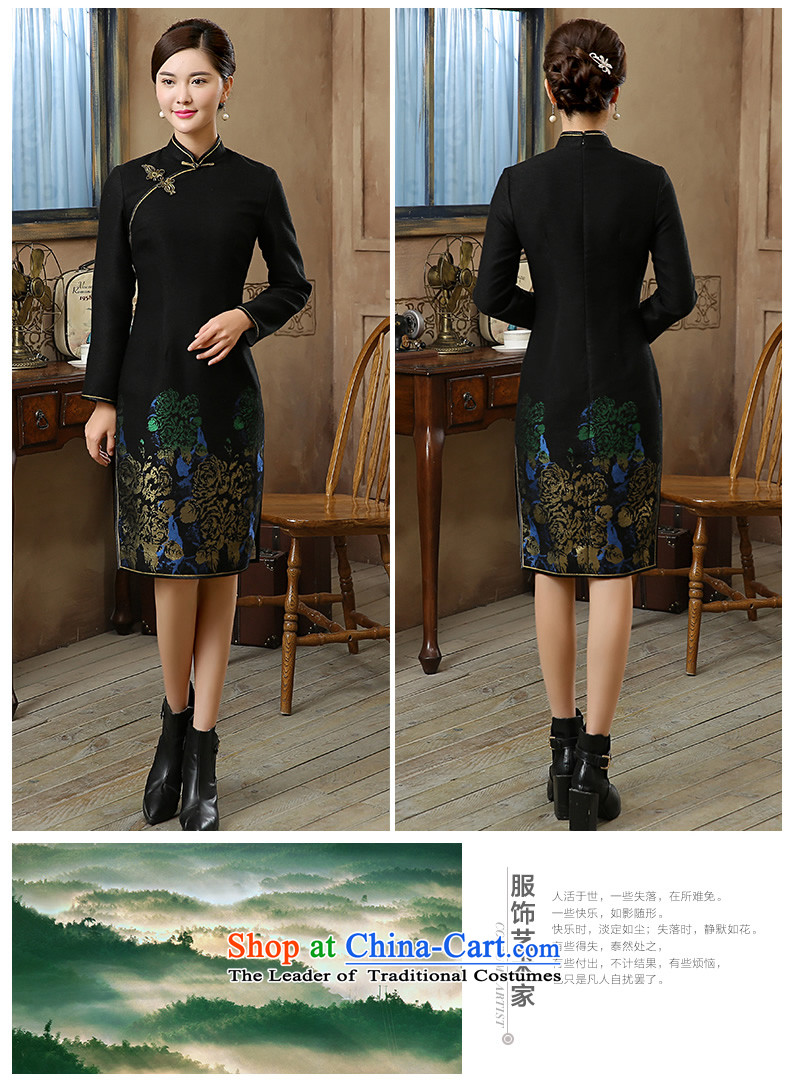 Aloe 2015 Fall/Winter Collections of new stamp long-sleeved retro improvements retro style qipao skirt Black XL everyday picture, prices, brand platters! The elections are supplied in the national character of distribution, so action, buy now enjoy more preferential! As soon as possible.