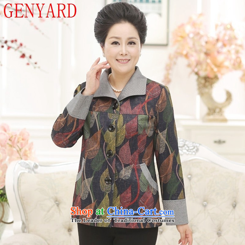 The fall of new, GENYARD2015 in older women's grid? large jacket gross mother blouses No. 2 Color XXXL
