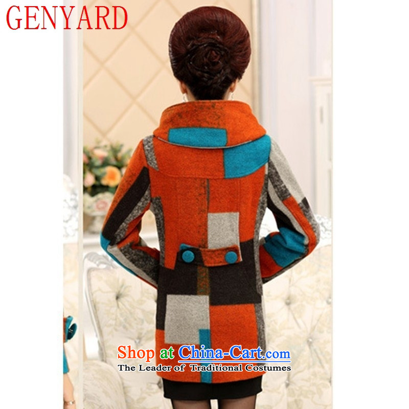 In the number of older women, GENYARD gross? Boxed autumn load mother coat large long-sleeved wool and latticed spring and autumn) Red XXL,GENYARD,,, shopping on the Internet