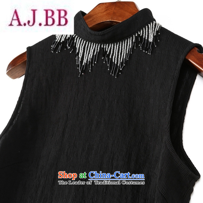 Ya-ting and fashion boutiques European site autumn and winter clothes market new products Europe and minimalist decoration beaded Sau San video thin black sleeveless shirt XL,A.J.BB,,, shopping on the Internet