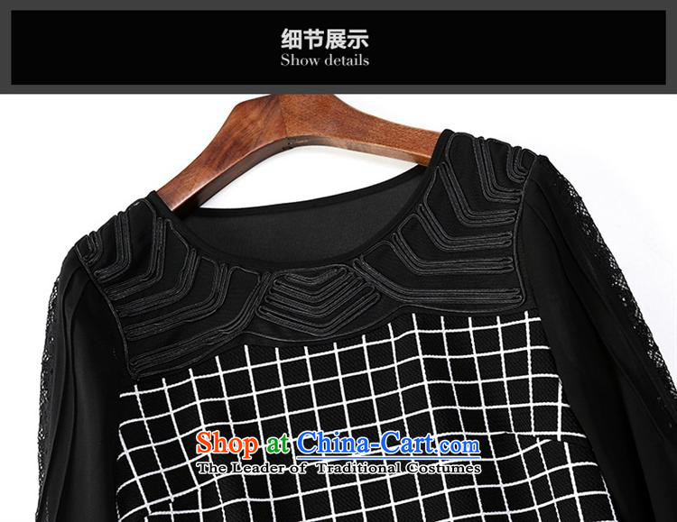 Ya-ting and fashion boutiques autumn load new women's personality lace stitching grid temperament shirt Black XL Photo, prices, brand platters! The elections are supplied in the national character of distribution, so action, buy now enjoy more preferential! As soon as possible.