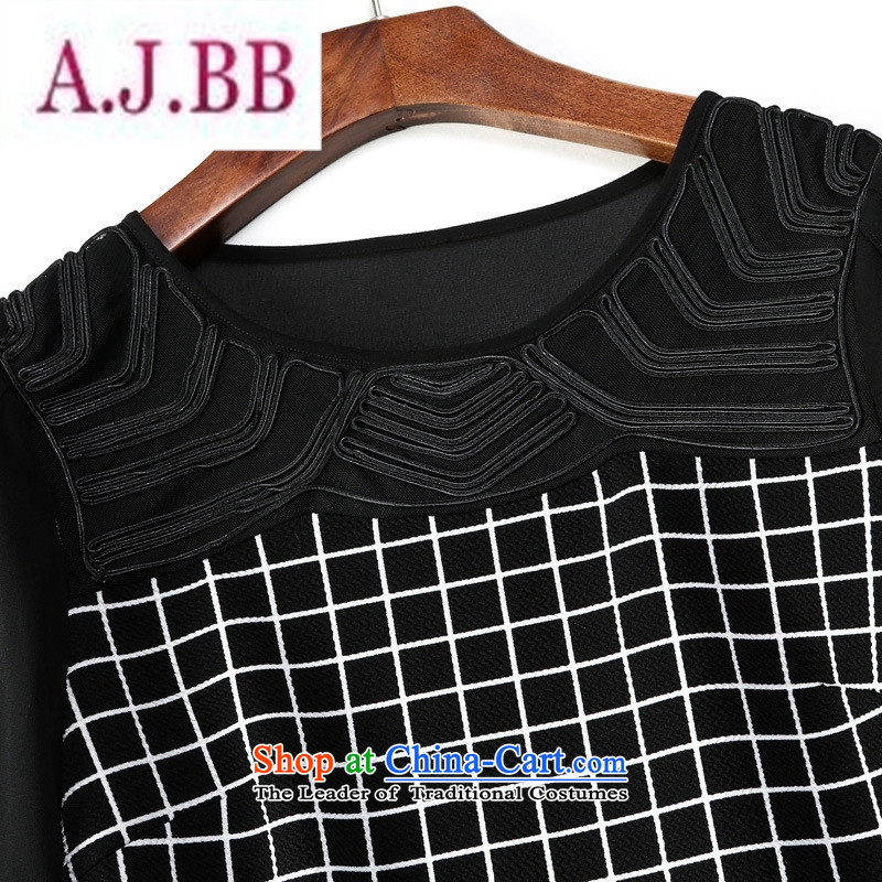 Ya-ting and fashion boutiques autumn load new women's personality lace stitching grid temperament shirt black XL,A.J.BB,,, shopping on the Internet