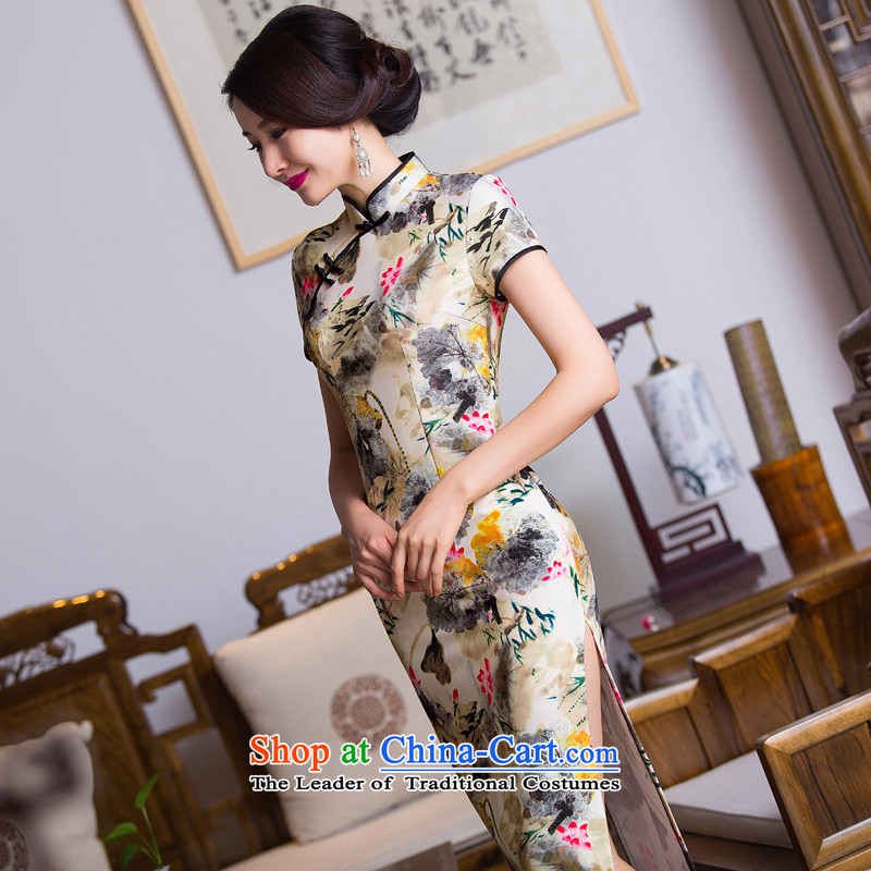 The Jacob Hill 2015 velour 歆 qipao autumn new) Older cheongsam long, mother retro style qipao skirt QD288 landscape painting a picture color ink (MOXIN 歆 XXL,) , , , shopping on the Internet