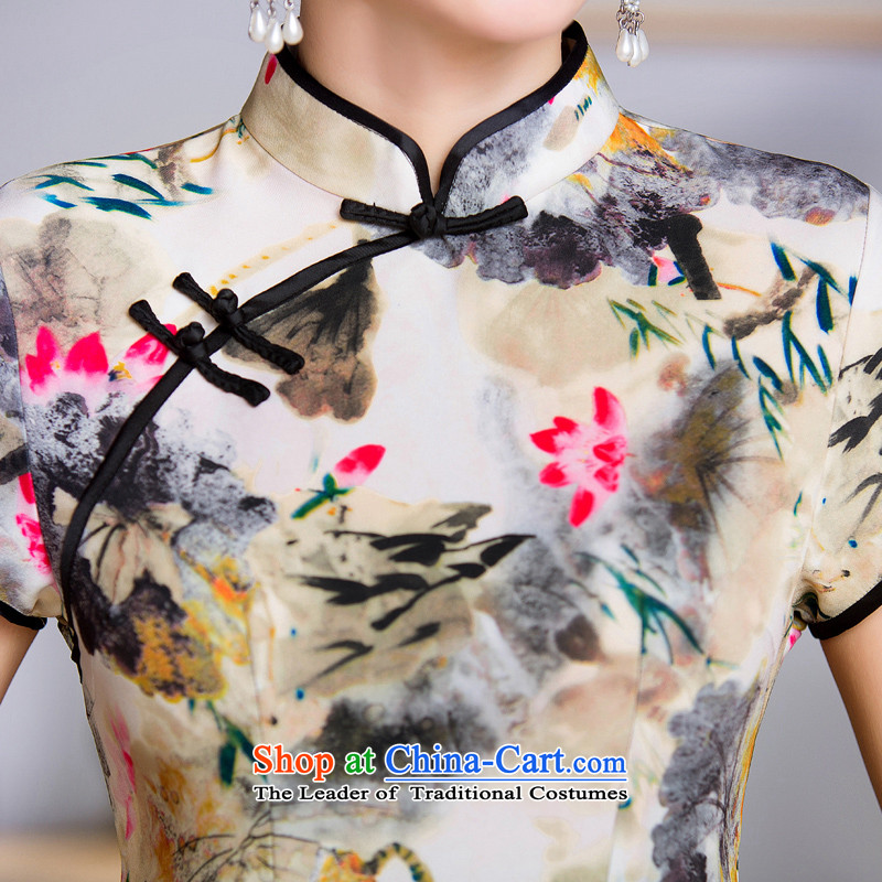 The Jacob Hill 2015 velour 歆 qipao autumn new) Older cheongsam long, mother retro style qipao skirt QD288 landscape painting a picture color ink (MOXIN 歆 XXL,) , , , shopping on the Internet