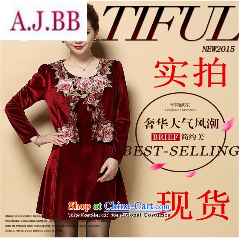 Ya-ting and fashion boutiques autumn 2015 new wedding in mother Kim velvet skirts older two kits dresses wine red XL,A.J.BB,,, shopping on the Internet