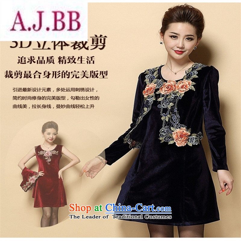 Ya-ting and fashion boutiques autumn 2015 new wedding in mother Kim velvet skirts older two kits dresses wine red XL,A.J.BB,,, shopping on the Internet
