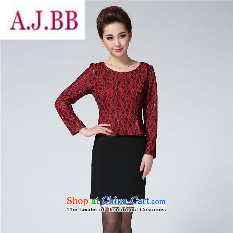 Ya-ting stylish shops 2015 temperament dresses autumn in new women's older larger Sau San dress with middle-aged moms red 3XL(180 100A),A.J.BB,,, shopping on the Internet