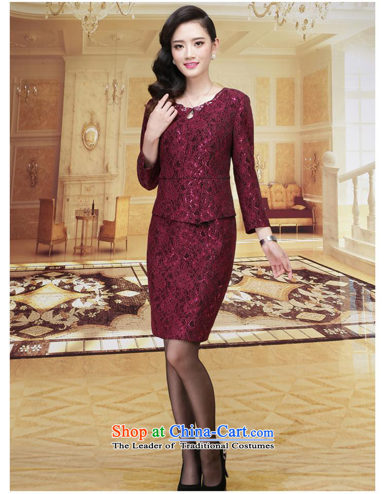Ya-ting stylish shops 2015 Autumn load new women's body graphics thin temperament decorated 9 cuff lace dresses in older mother replacing dark violet XXXL picture, prices, brand platters! The elections are supplied in the national character of distribution, so action, buy now enjoy more preferential! As soon as possible.