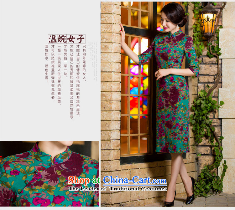 Ya-ting stylish shops 2015 Autumn replacing retro Sau San video in thin large cuff improved linen long skirt qipao day lilies XXL picture, prices, brand platters! The elections are supplied in the national character of distribution, so action, buy now enjoy more preferential! As soon as possible.